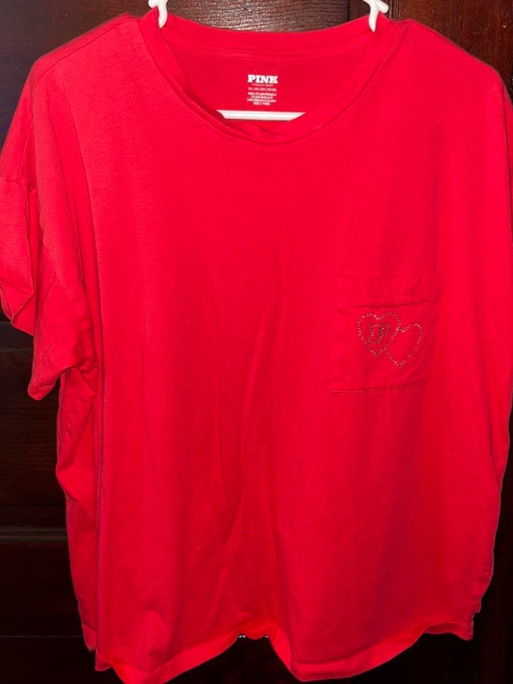 PINK Short Sleeve Pocket Tee in Bright Pink